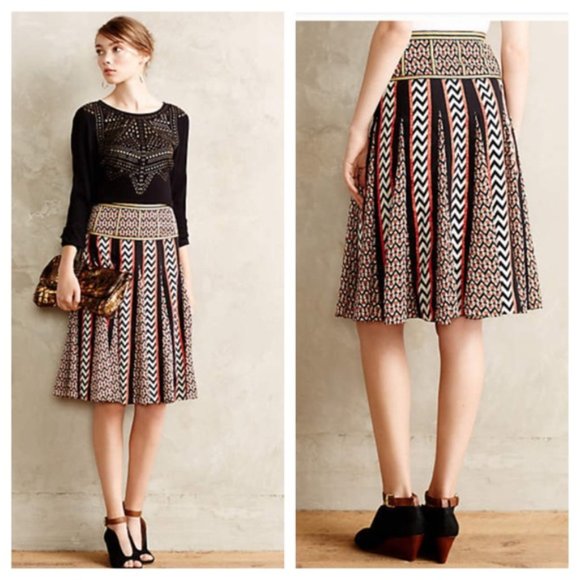 Anthropologie Dresses & Skirts - Anthro Ranna Gill Chevron Striped Skirt Size 6